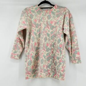 Vintage Outlander Lambswool Angora Cottage Coquette Sequin Beaded Sweater L